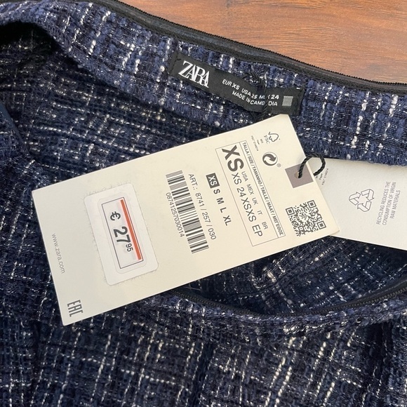 NWT Zara Tweed Peplum Off the Shoulder Top Size XS - Picture 6 of 7